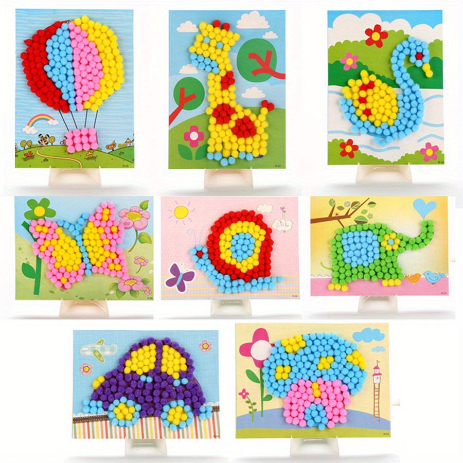Unique Art Craft - Peinture Pom-Pom colorée 16x21cm, 2 pièces,