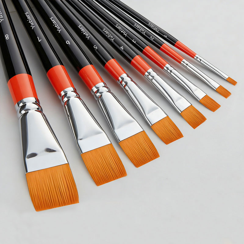 Gouache Paint Set - Pinceaux plats pour artistes, poils en