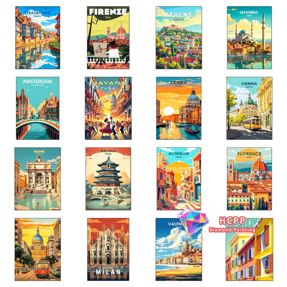 Unique Art Craft - Kit de peinture diamant Paysage Urbain,