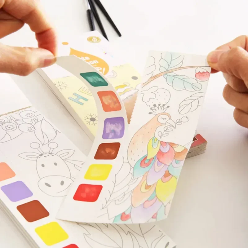 Gouache Paint Set - Livre de peinture à l'aquarelle Portable